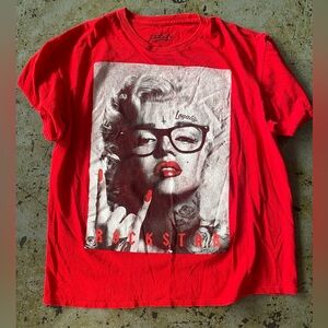 Popular Poison Red Rockstar Marilyn Monroe Graphic T-Shirt Size XL